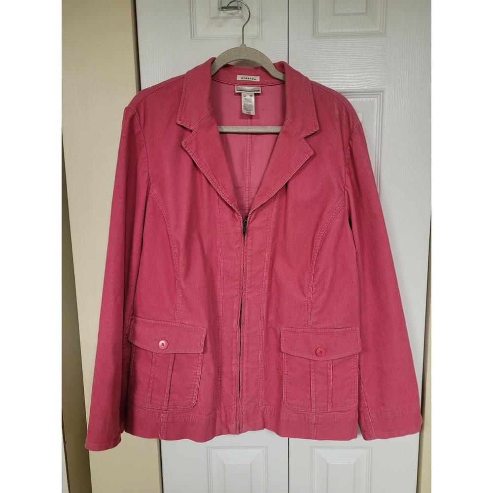 Jones New York Sport Womens Pink Corduroy Stretch‎ Casual Jacket Size 18W